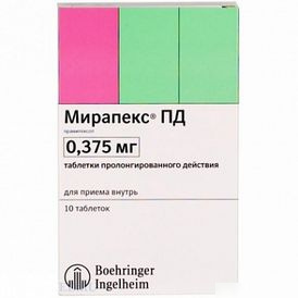 МИРАПЕКС ПД табл. пролонг. дейст. 0,375 мг блистер №30